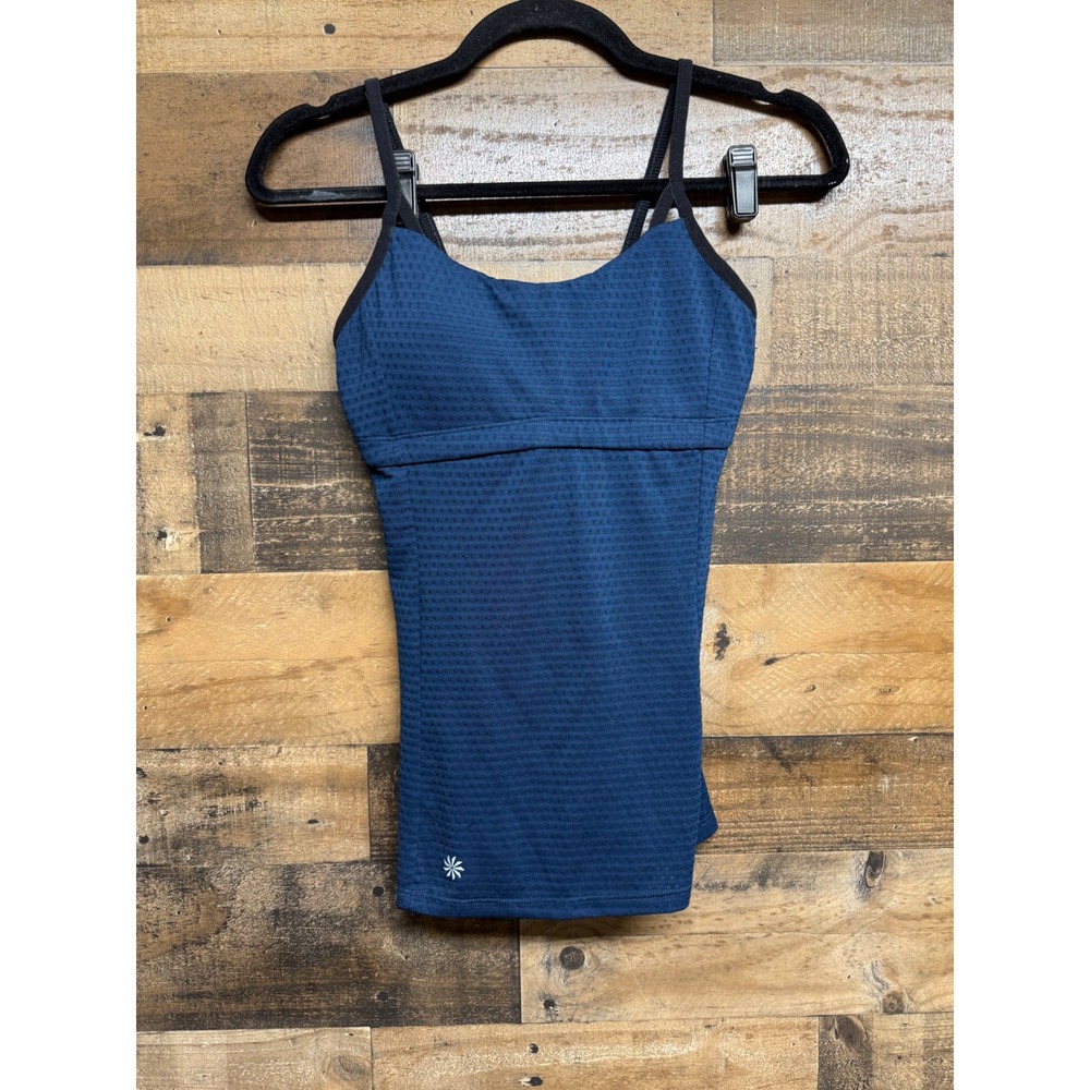 Athleta‎ Blue Textured Strappy Back Shelf Bra Camisole Tank Top XS RN54023